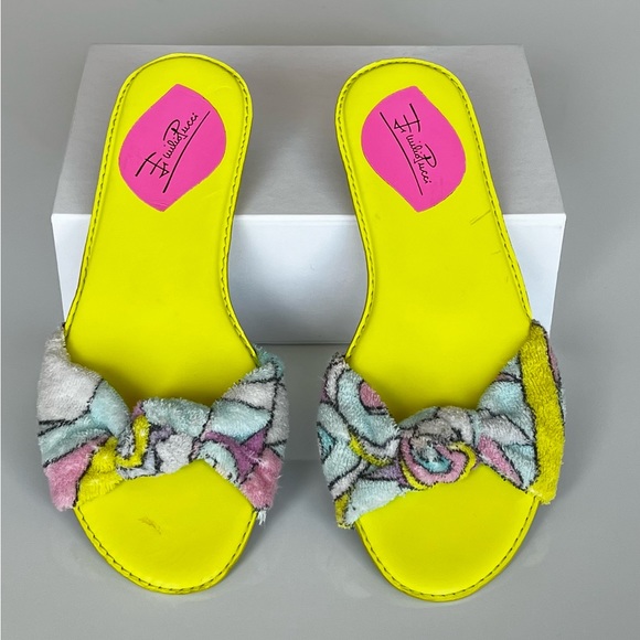 Emilio Pucci Slides- US 5.5 / EU 36 - yellow leather with terry cloth tie - Picture 3 of 6